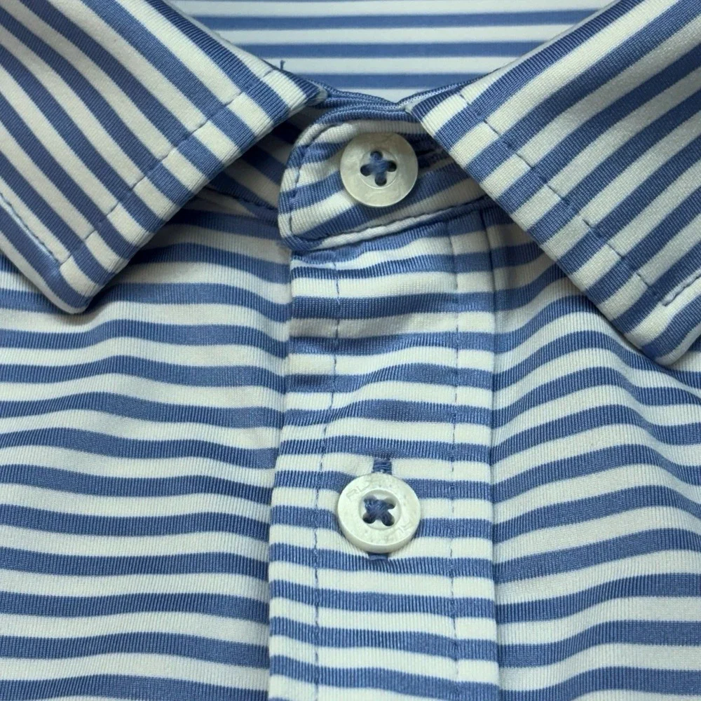 RLX‎ Ralph Lauren Performance Polo Mens XL Blue Striped Wicking